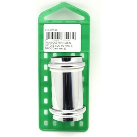 GIUNZIONE PER TUBI IN OTTONE CON 2 O-RING S-BRICO Diam. mm. 26