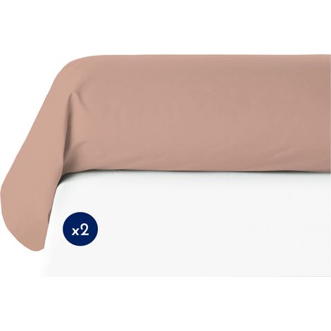 Lot de 2 taies de traversin coton 57 fils Rose 85x185 cm