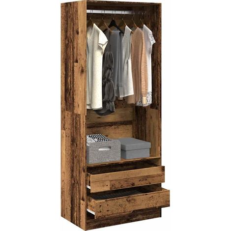 Kleiderschrank Altholz-Optik 80x50x200 cm Holzwerkstoff