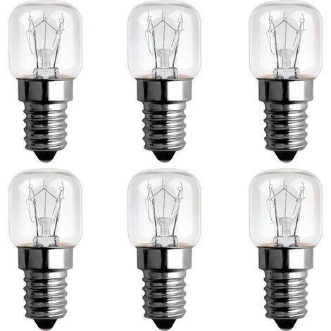 Ampoule Four 15W 300 Degres E14 Dimmable, AC220V-240V, Ampoule Incandescence E14 T22, 85LM Blanc Chaud 2300K, E14 Petit Culot à Vis Pygmy Lamps Pour Micro-ondes, Four, Lampe à sel, 6 Unité (1/4)