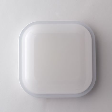 "Plafoniera LED per esterno EVER quadrata bianca. LED 15 W. 3000K (luce calda) IP65 ermetico e resistente all'acqua" (1/2)