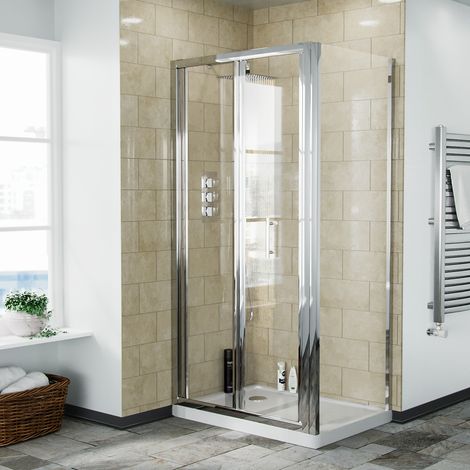 Bi-Fold Folding 900 mm Glass Door with Frameless 700 mm Side Panel (1/5)