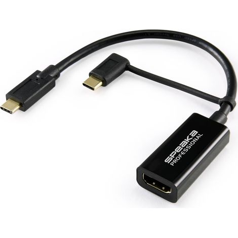 SpeaKa Professional SP-9015340 HDMI Câble adaptateur [1x HDMI femelle - 1x USB-C® mâle] noir blindage par tresse 15.00 cm A326232 (1/4)