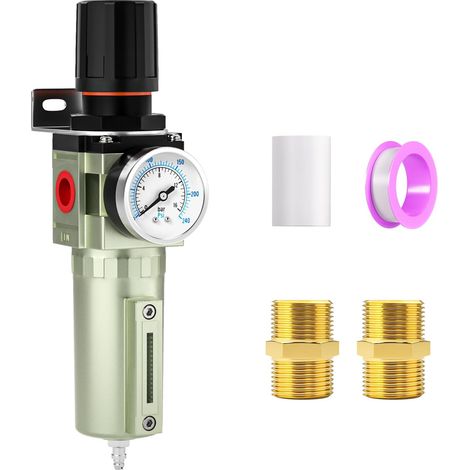 3/4" BSP Industrial Heavy Duty Air Compressor Moisture Filter, Manual Drain, Particulate Filter and Air Regulator (1/5)