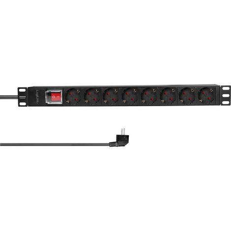 LOGILINK Steckdosenleiste 19", 8-fach, Schutzkontaktstecker, Schalter, schwarz (1/5)