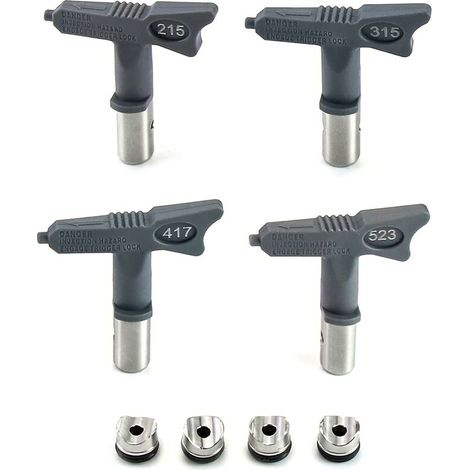 AMXCNOY 4-teiliges wendbares Airless-Düsenset, Farbspritzdüsenzubehör (215, 315, 417, 523) (1/4)