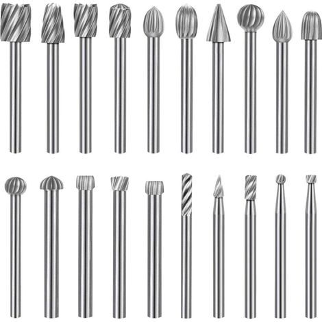 20-teiliges Rotationsfeilen-Set, HSS-Rotationsfeilenkopf, 3 mm (1/8") Holzbearbeitungs-Rotationswerkzeug mit Griff