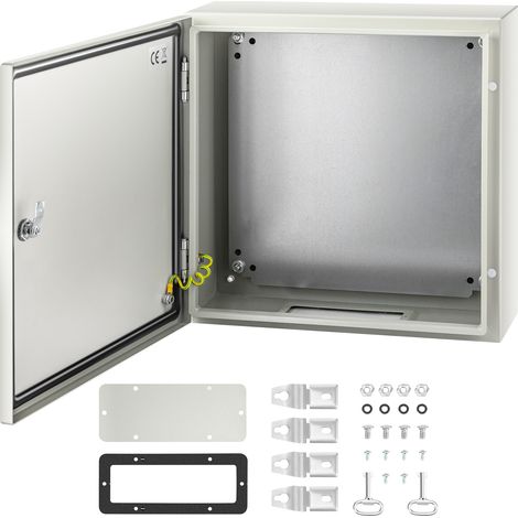 VEVOR Custodia in acciaio NEMA, scatola elettrica in acciaio NEMA 4X 20 x 20 x 6'', IP66 impermeabile e antipolvere, scatola di giunzione elettrica per esterni/interni, con piastra di montaggio