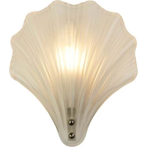 [GEBRAUCHT] B-Ware Searchlight Wandleuchte Leuchte Shell weiß satiniert Muschelform Glas IP44102 (1/2)