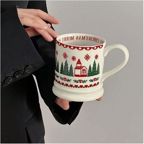 Tasse de Noël - - Joyeux Noël - Céramique - Lavable au lave-vaisselle - Rouge et Vert (1/4)