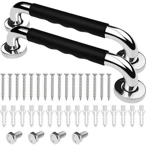 Barre d'Appui WC, 30cm Lot de 2 Antidérapante Barre d'Appui de Salle de Bain, Barres Douche Baignoire Main Courante Inoxydable Maintien Poignée Douche Âgées/Handicapées/Enfants/Enceinte
