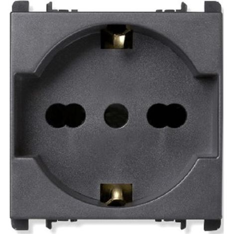 Presa universale p40, morsetti a vite, compatibile con spine 2p+t 16a-250v, 2 moduli, antracite urmet 10310n 2