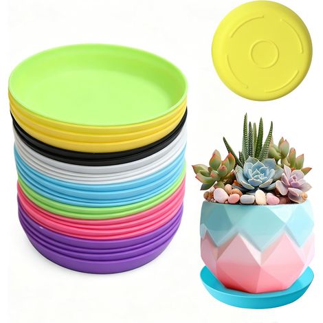 21 Pièces Rond Soucoupe Pot Fleur, 9CM Sept Couleurs (1/5)