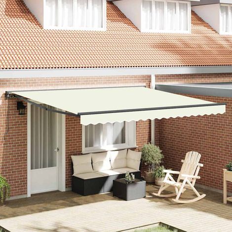 vidaXL Auvent Rétractable Crème 400x300 cm tissu (1/5)
