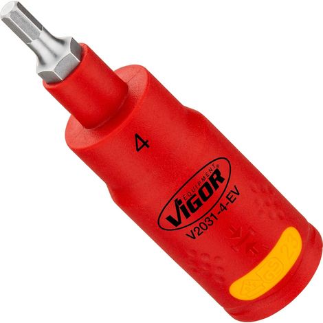VIGOR EV Schraubendrehereinsatz, EV, 3/8 (10 mm) Vierkant hohl, Innen Sechskant Profil, SW 4 mm (1/3)