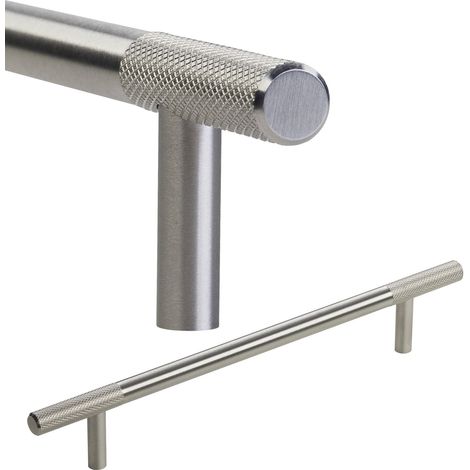 SOTECH Möbelgriff G23 echt Edelstahl massiv BA 160 mm Ø 10 mm mit gerändelten Enden Stangengriff Schubladengriff, 1 Stück (1/4)