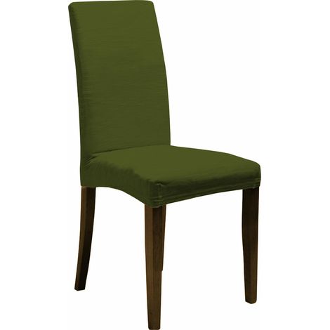 Set 2 Coprisedie con Schienale Elasticizzati in Poliestere Verde Scuro (1/2)