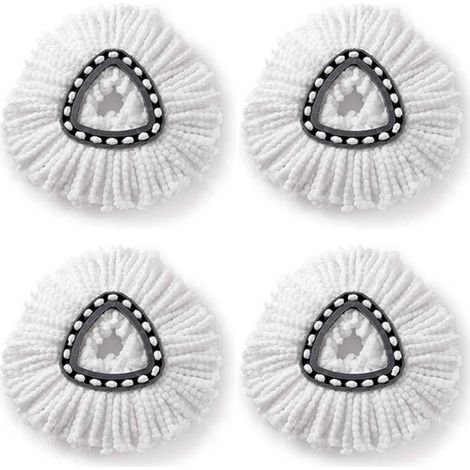 Paquete de 4 cabezales de repuesto para la fregona rotativa EasyWring: fabricados en microfibra, compatibles con la fregona rotativa triangular, para la limpieza de todo tipo de superficies. (1/4)
