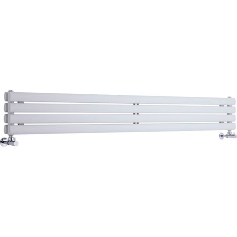 Milano Aruba White Horizontal Double Oval Panel Radiator - 236mm x 1600mm