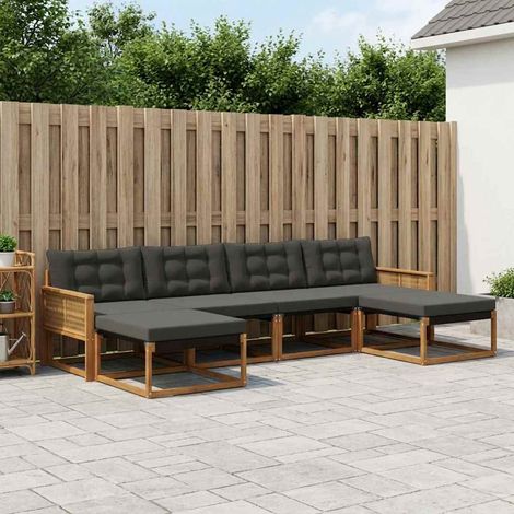 vidaXL Outdoor-Sofagarnitur 6 Stk. Natürlich und Schwarz (1/5)