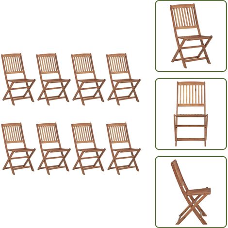 Klappbare Gartenstühle 8 Stk. Massivholz Akazie - Klappstuhl - Gartenstuhl - Esszimmerstuhl - Outdoor Möbel - Balkonmöbel (1/5)