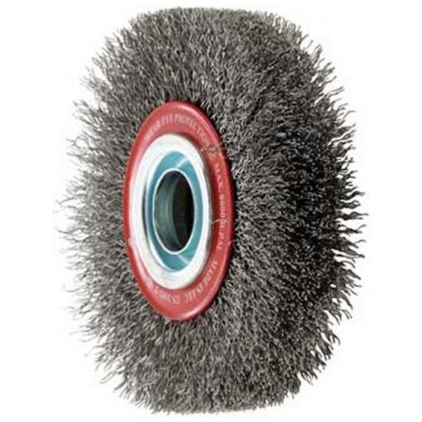 Brosse circulaire, fil d'acier de 0,3 mm, ondulé, Ø de la brosse : 150 mm, Epaisseur du fil 0,30 mm, Larg. : de travail 30 mm, Vitesse maxi. : 6000 tr/mn (1/2)