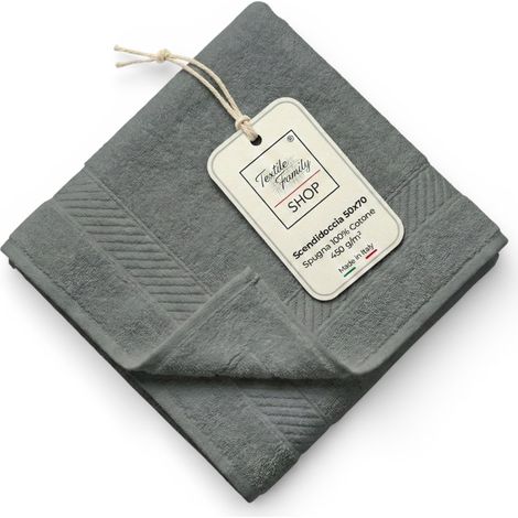 Scendidoccia Bagno Antracite 50x70 Spugna Cotone 450 g/m² - Tappetino Doccia Made in Italy
