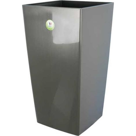 RIVIERA Pot de fleurs Nuance - Carre - 38 x 38 x H 69 cm - Gris paillete