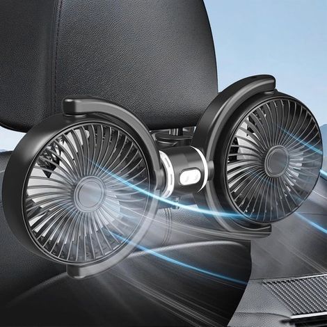 Autoventilator für die Rückbank – Verstellbarer Doppelkopf – USB-Ventilator mit 3 Geschwindigkeitsstufen – Tragbar (1/5)