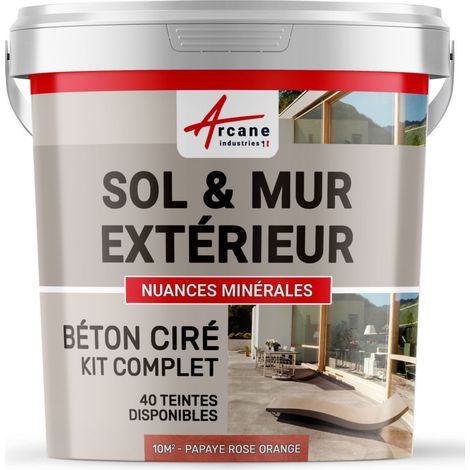 BETON CIRÉ: KIT KUNSTHARZ-BETONBESCHICHTUNG FÜR DRAUSSEN - Böden, Wände, Terrassen, Balkone, Treppen - Papaya-Rosa-Orange - kit 10 m2 (2 couches)