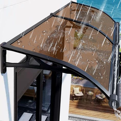 Auvent pour porte d'entrée - 60 x 150 cm - Toit de porte d'entrée - Auvent arqué en aluminium et polycarbonate - Toit de porte pour l'extérieur - Protection solaire - Protection contre la (1/5)
