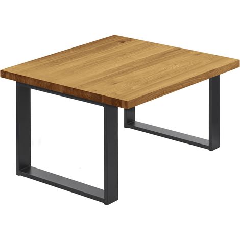 LAMO Manufaktur Esstisch Küchentisch, 60x60x47 cm (AxBxH), Modern, Rustikal / Schwarz, LKG-01-A-003-9005M