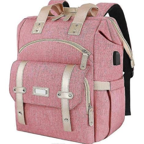 Sac à dos grande capacité pour ordinateur portable, étanche, portable et antivol - rose (1/5)