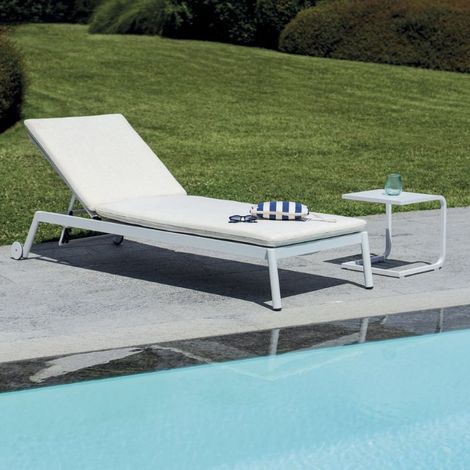 Lettino prendisole da giardino Porto Cervo con schienale reclinabile-Ecrù