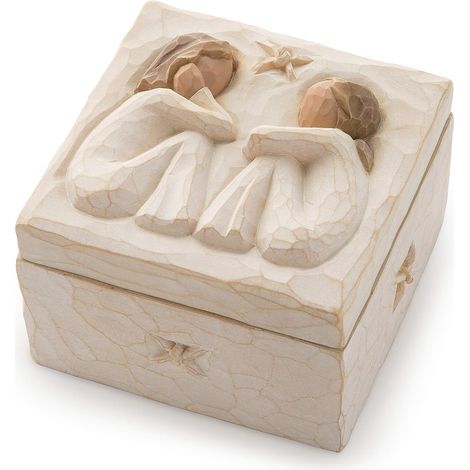Boîte à souvenirs en osier sculptée et peinte à la main, idéale pour la Saint-Valentin. Coffret de rangement pour couple. Décorations en résine. Cadeaux et objets de décoration. (1/5)