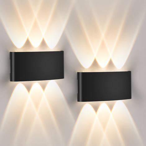 Oraymin – Pack de 2 Applique Murale Extérieure LED Noire IP65 Moderne - 6 LED - 6W 480lm Blanc Chaud 3000K - Éclairage Haut et Bas Étanche - Double Faisceau Lumineux (1/5)