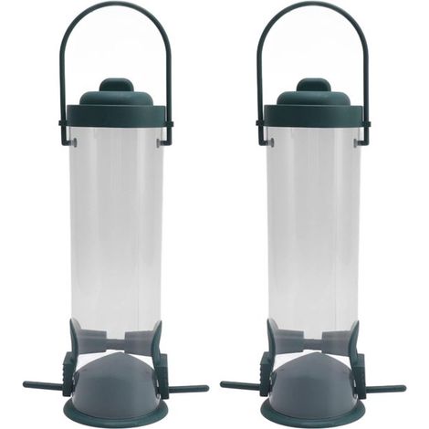 Dailygoody – Vogelfutterspender – Eichhörnchensicher – 2er-Set – Transparent – Wildvogelfutterspender – Geeignet für Höfe – Kunststoff (1/5)