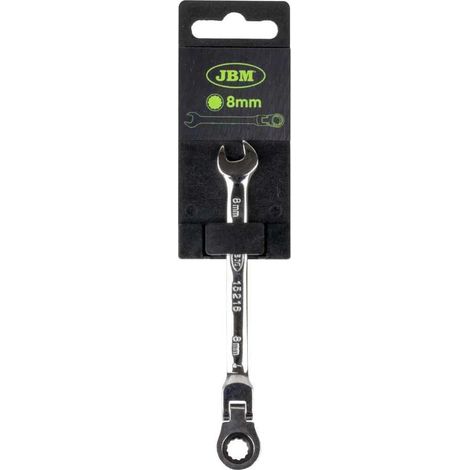 Chiave a cricchetto combinata jbm 8 mm meccanismo a denti fini manico ergonomico