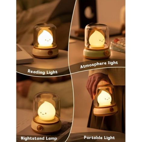 Lampes à flamme mignonnes de style chibi, lampes cosy inspirées des animés, veilleuses rechargeables rétro, objets décoratifs (1/5)
