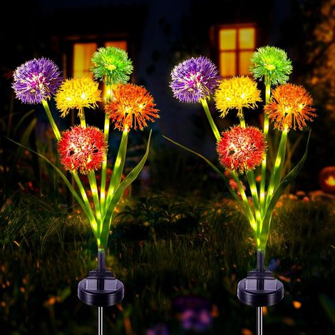 Lumière Solaire Jardin, 2 Pièces Fleur Pissenlit Lampe Solaire Extérieure pour Décoration de Jardin Patio, Mariage, Noël, Pelouse, Terrasse (1/5)