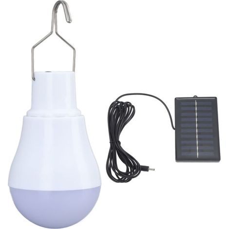 Panneau d'ampoule solaire LED ABS blanc, conception de crochet de batterie 500mAh pour tente de Camping d'urgence-Crezuo (1/4)