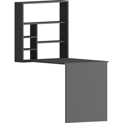 Bureau et étagère mural Conamy L90xH154,2cm Anthracite (1/5)