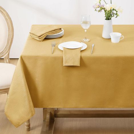 Nappe 140x240 cm Gold Jacquard motif vagues lavable imperméable rectangulaire