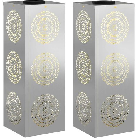Set di 2 paletti luminosi LED solari da esterno design moderno giardino 18 x 18 x 50 cm in acciaio ruggine 020052599