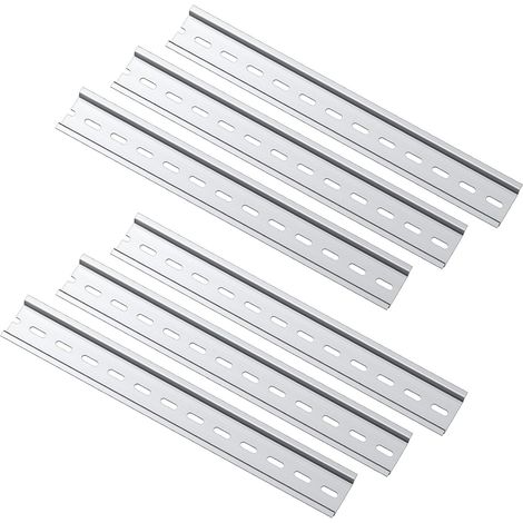 Lot de 6 rails DIN en aluminium, 25 cm, résistants à la corrosion, profil en U, montage rapide, pour boîte à fusibles, armoire électrique, accessoires (1/5)