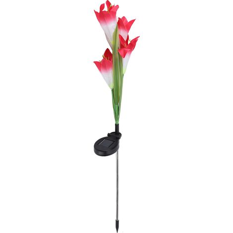 Lampes solaires en forme de fleur, étanches, à piquer pour jardin, terrasse ou cour (rose et blanc) (1/5)