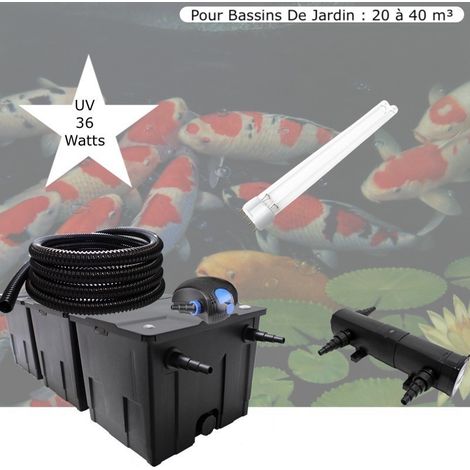Kit Filtre bassin, Avec UV 36W, + 1 ampoule supplémentaire Pour Bassin De Jardin : 20 à 40 m³. Tout inclus (1/5)