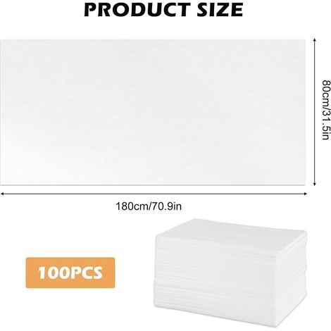 Drap Jetable Table Massage, 80 x 180 cm Drap de Lit Jetable, Draps Jetables, Draps Housses Jetables Massage, SPA, Tatouage, Lit, Hôpital, Voyager (1/4)