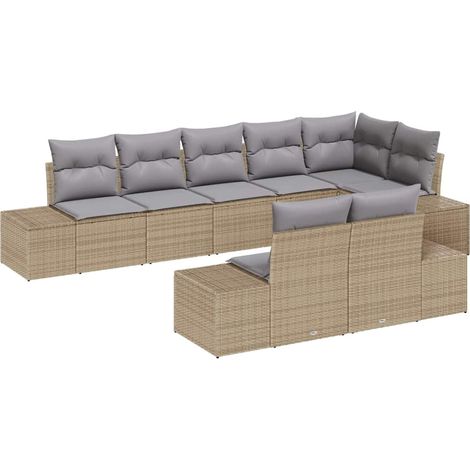 Maison Exclusive - Gartensofa-set 8 pcs Beige und Hellgrau Poly R