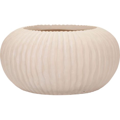 Vaso, Acabamento Estriado Diâmetro 22 cm, Tom de Creme, Branco Creme - Arvid (1/5)
